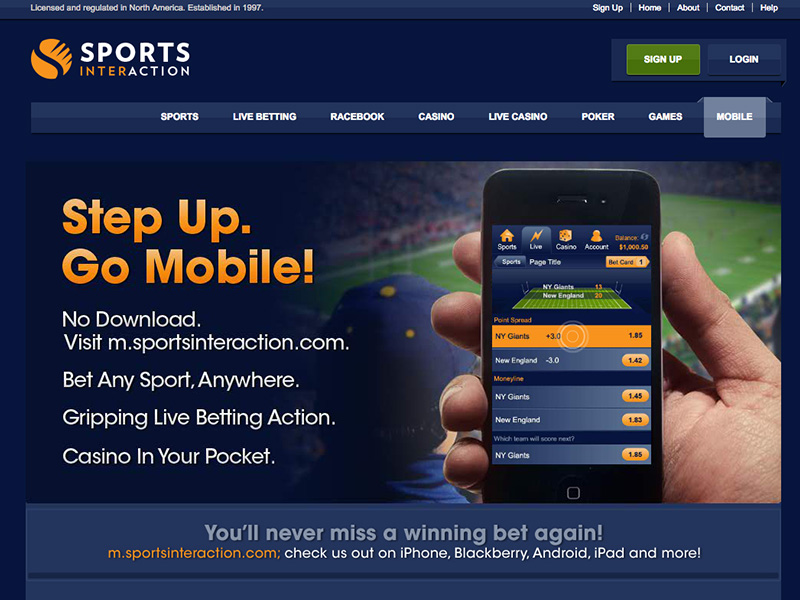 page mobile sports interaction
